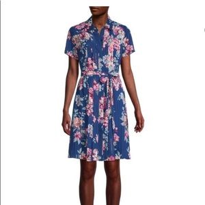 Nanette Lepore Navy Floral Short-Sleeved Shirtdress Size 10 *Runs Small